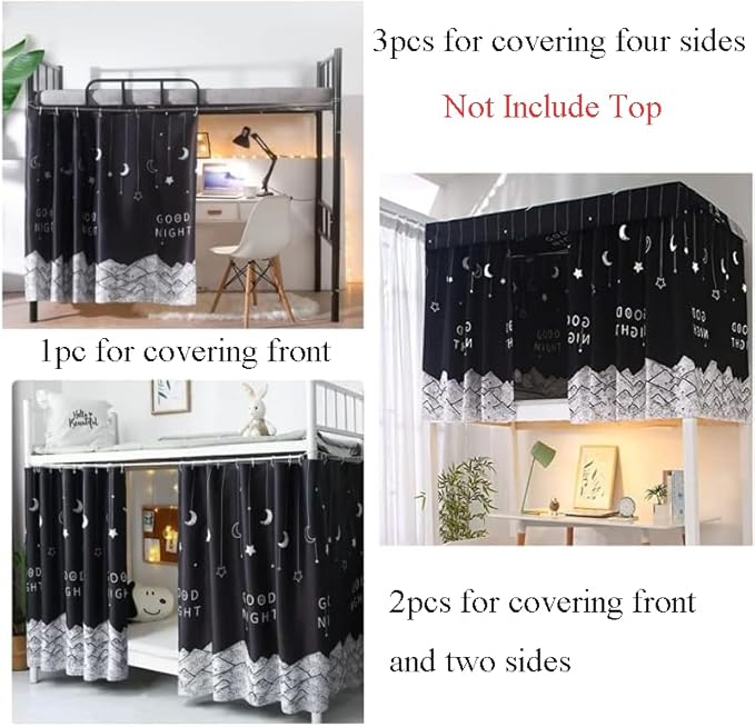 PENINSULA LOVE Bottom Bunk Bed Curtains Breathable Bed Blackout Canopy Single Bed Privacy Curtain Dorm Home Dust-Proof Shading Drapes Underbed Loft Bed Tent Curtains with Rope and Loop