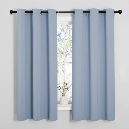 NICETOWN Bedroom Blackout Curtains for Windows, Vintage Blue Window Treatment Drapes, Home Fashion Thermal Insulated Blackout Curtain Panels for Bedroom (1 Pair, 42 inches Wide by 63 inches Long)