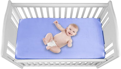 2 Pack Satin Soft Crib Sheet for Baby with Sensitive Hair Silky Baby Mattress Sheet Blue and Green Unisex 52’’x28’’x8’’ Fitted Sheets