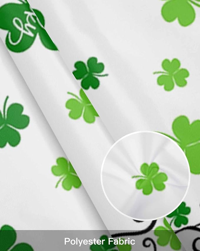 Vandarllin St. Patrick's Day Kitchen Curtains Valances for Windows Green Shamrock Irish Clover Rod Pocket Window Treatment for Kitchen/Living Room/Bedroom/Bathroom, 42" X 18", Seasonal Spring Holiday