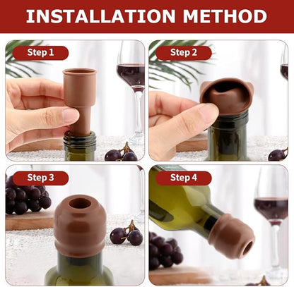 12 PCS Wine Stoppers for Wine Bottles, Reusable Sparkling Wine Bottle Stopper, Silicone Wine Stopper Caps Double Sealed Wine Sealer Beverage Cover Saver to Keep Wine Champagne Fresh