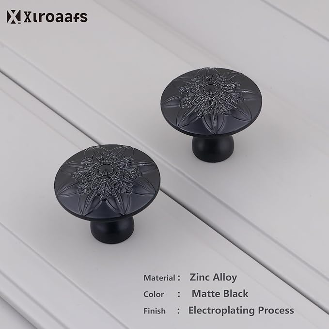 10 Pack Matte Black Cabinet Knobs Drawer Knobs,1.4" Black Knobs Handles for Kitchen Cabinets and Dresser Drawers Cabinet Door Knobs Dresser Knobs Black Matte