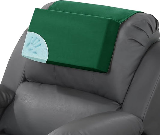 MABOZOO Head Pillow for Recliner Chair with Pocket,Headrest Cushion for Neck Pain Relief and Cervical Support,Recliner Head Pillow for Travel Home Recliner Sofa Armchair（Green）