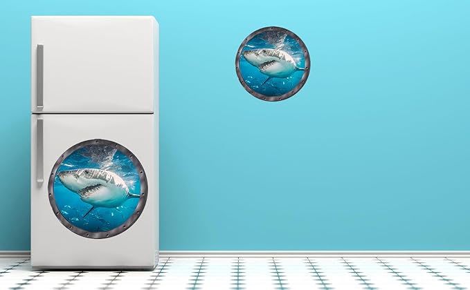 5 PCS Ocean Animals Wall Stickers, Fish 3D Stickers 11 inch Window Wall Stickers Decals for Bathroom and Bedroom Classroom Home Decor