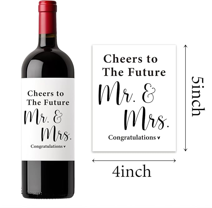 (8 Pcs) Mr And Mrs Wine Labels, Wedding Shower Gifts, Mr And Mrs Bridal Shower Wedding Engagement Party Decorations Gifts Wine Label, Cheers To The Future Mr And Mrs Wine Bottle Labels