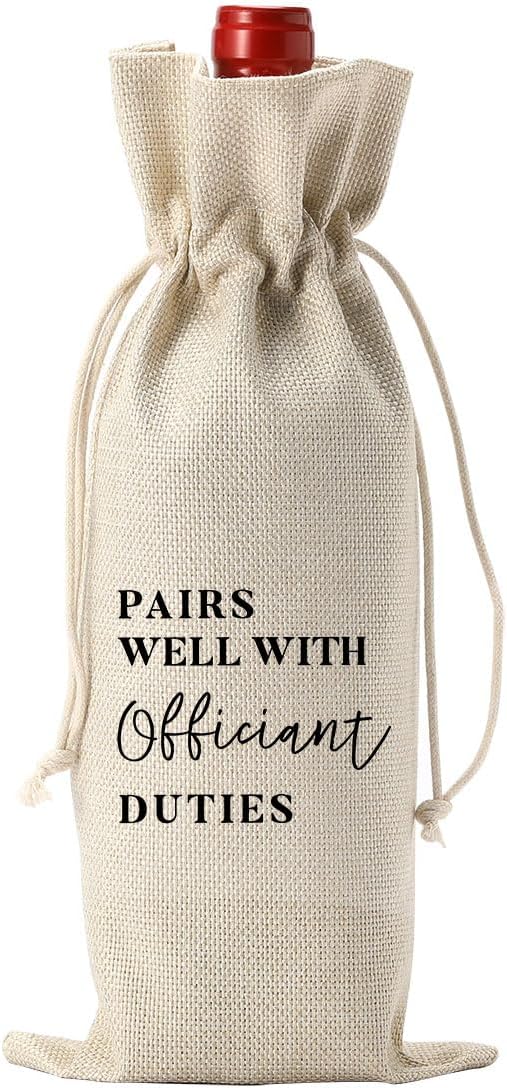 YUANHAO Officiant Wine Bag, Officiant Gifts for Wedding Day, Officiant Gifts for Women Men, Wedding Officiant Wine Bag, Pairs Well With Officiant Duties Wine Bag