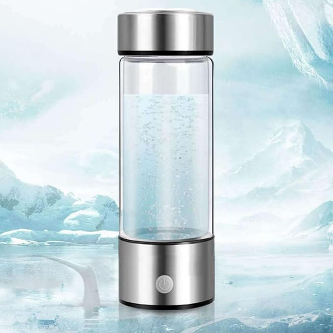 EKDJKK Portable Hydrogen Water Generator Bottle with PEM and SPE Technology, Up to 1300 PPB, Hydrogen Water Bottle, Hydrogen Water Ionizer Machine Ionizer Health Cup for Home Travel (Silver)