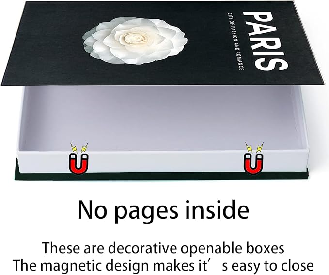 Neutral Home Books Decor Display for Living Room and Office,Paris London New York Fashion Decorative Book Hardcover Fake Decorative Books for Coffee Tables and Shelves Book Decor(Black)