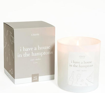 NYC Inspired Scented Candle: I Have A House in The Hamptons - Rosé & Melon Scent, 9oz, 50 Hour Burn, Vegan Soy & Coconut Blend Candle for Home Decor, Gift for Women & Men