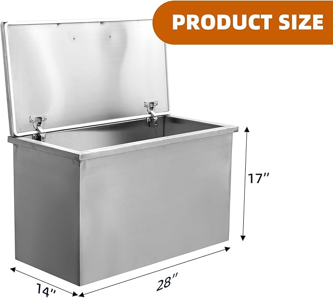 Upgraded Drop in Ice Chest, Stainless Steel Ice Cooler, Commercial Ice Bin with Cover, Outdoor Kitchen Ice Bar, Drain-Pipe and Drain Plug Included, for Cold Wine Beer