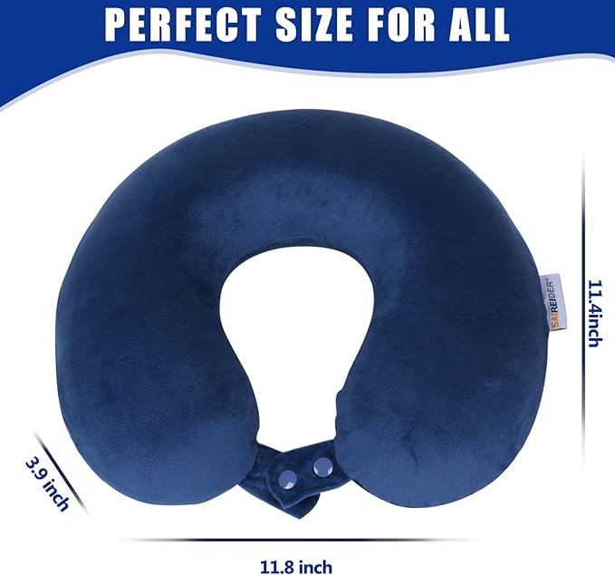 SAIREIDER Neck Pillows for Travel-Head Neck Support Travel Pillow for Traveling, Car, Home, Office Adjustable(Navy Blue)