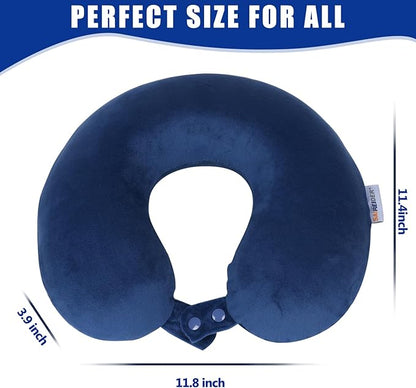 SAIREIDER Neck Pillows for Travel-Head Neck Support Travel Pillow for Traveling, Car, Home, Office Adjustable(Navy Blue)