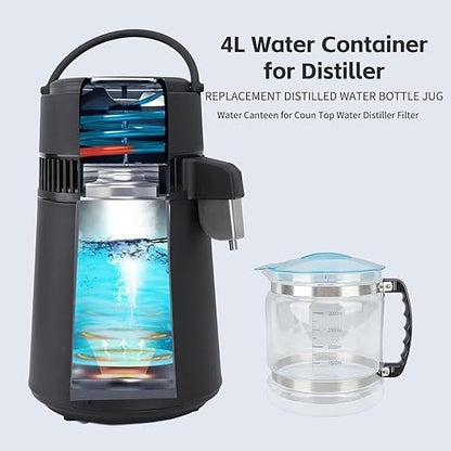 1 Gallon /4L Water Container for Distiller, Replacement Distilled Water Bottle Jug Water Carafe Portable Plastic Gallon Pot Water Canteen for Coun for Top Water Distiller Filter