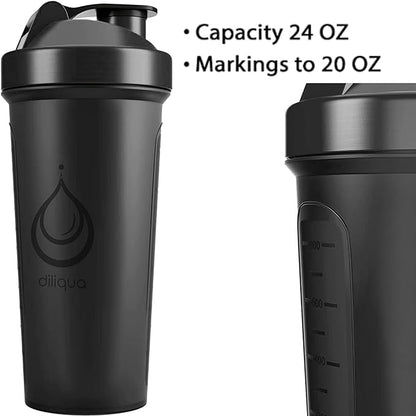 -6 PACK- Shaker Bottles for Protein Mixes | BPA-Free & Dishwasher Safe | 6 Large 24 oz protein shaker bottle | Shaker Cups for protein shakes | Blender Shaker Bottle Pack