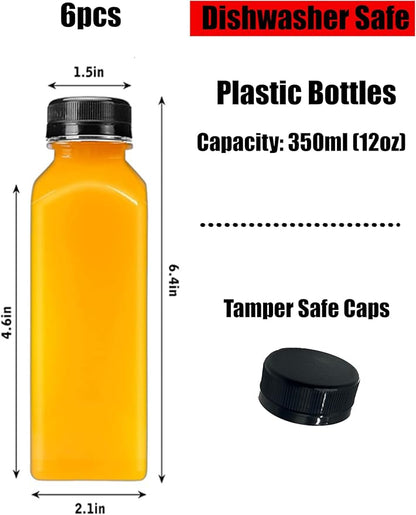 12 oz Plastic Bottles With Lids, Clear