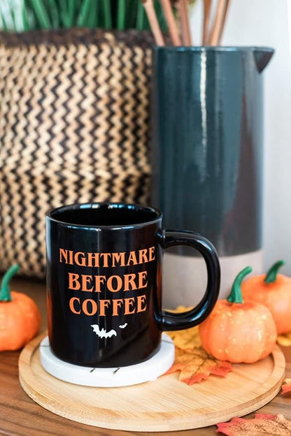 Pearhead Nightmare Before Coffee, Halloween Novelty Mug, Fall Home Dećor Accessories, Holiday Gift, Large Coffee Cup, 16oz