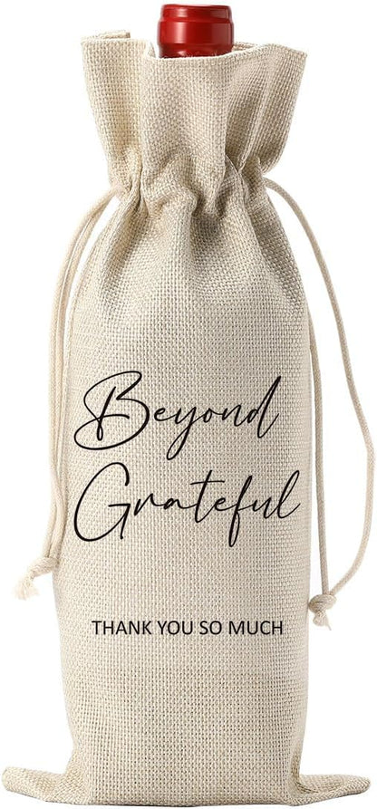 YUANHAO Beyond Grateful Wine Bag Appreciation Gifts Thank You Gifts for Friends Coworker Thank You Wine Bag Retirement Gifts Farewell Gifts for Women Men