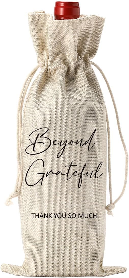 YUANHAO Beyond Grateful Wine Bag Appreciation Gifts Thank You Gifts for Friends Coworker Thank You Wine Bag Retirement Gifts Farewell Gifts for Women Men