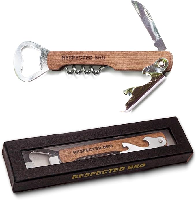 Wooden Manual Can and Wine Opener, Multifunctional Bottle and Can Opener, Durable Wood Handle, Ideal Kitchen Tool for Home and Bar