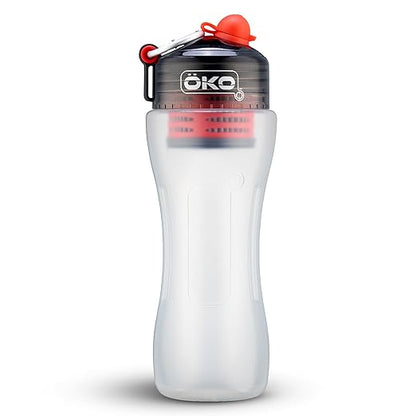 ÖKO - Advanced Water Bottle with Filter Derived from NASA Technology, Filtered Water Bottle for Travel/Outdoors & Home, Water Filter Bottle for Harmful Contaminants (650ml, Charcoal)