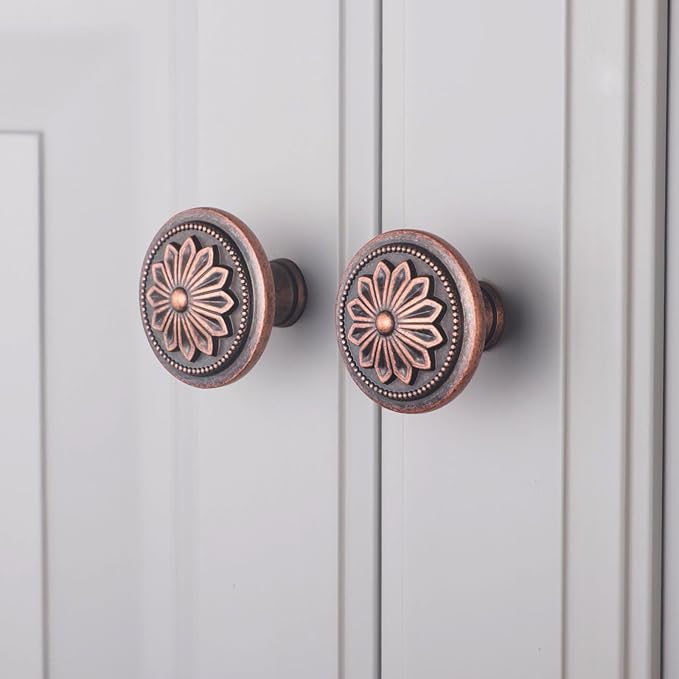 16 Pack Antique Copper Knobs for Cabinets and Drawers, 1-2/5"Kitchen Cabinet Knobs Copper, Rustic Copper Knobs for Dresser Drawers Cupboard Bathroom Bedroom Dresser Door Vintage Copper Knob