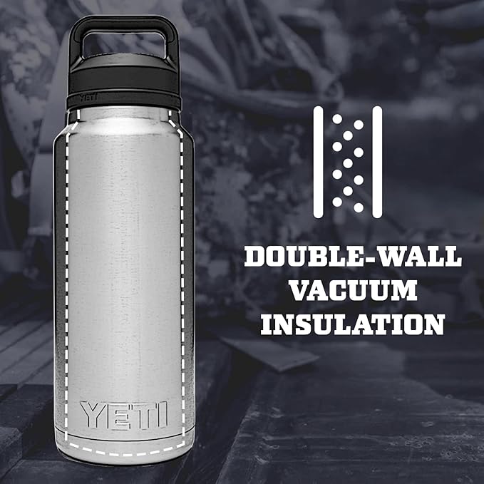 YETI Rambler 46 oz Bottle, Vacuum Insulated, Stainless Steel with Chug Cap, White