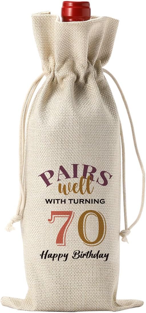 YUANHAO 70th Birthday Gifts for Women Men, 70th Birthday Wine Bag, Pairs Well With Turning 70th Wine Bag