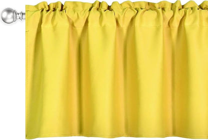 2 Panels Bright Yellow Valance for Windows 42x18 Inch Solid Blackout Rod Pocket Kitchen Short Curtain Toppers Valance for Bathroom Living Room, Light Yellow