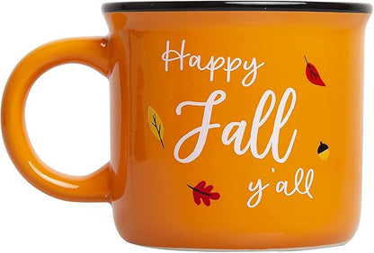 Pearhead Happy Fall Y'all Mug, Autumn Coffee Mug, Home Dećor Accessories, Orange, 15oz, Fall Kitchen Decorations, Holiday Tea or Coffee Mug