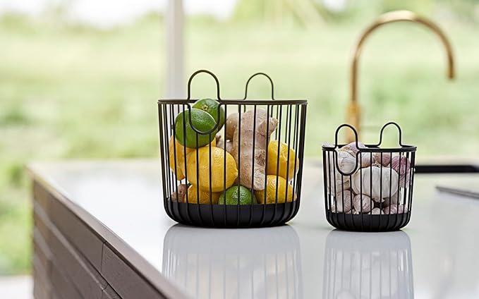 ZONE DENMARK Inu Basket - Basket with Handles Crafted from Metal - with sleek and sturdy design - Stylish and Functional Storage for Kitchen, Bathroom, Children's Room, and Home Office- (Small)