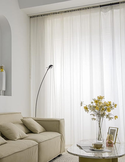 Windows Semi Beige Sheer Curtains 72 Inches Length 52 Inches Width 2 Panels Set Translucent Sheer Curtain Basic Rod Pocket for Bedroom Children Living Room Yard Kitchen