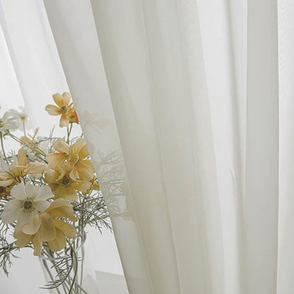 Windows Semi Ivory Sheer Curtains 58 Inches Length 52 Inches Width 2 Panels Set Translucent Sheer Curtain Basic Rod Pocket for Bedroom Children Living Room Yard Kitchen