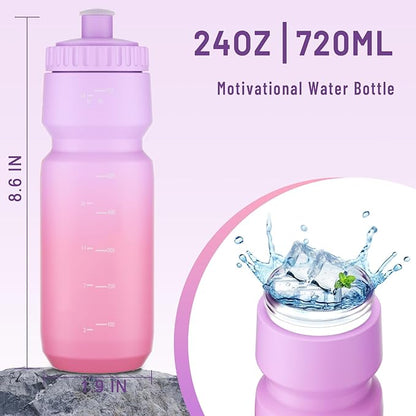 2 Pack Squeeze Water Bottles, 24oz Cycling Water Bottle, 720ml Bike Water Bottles BPA Free for cycling, Running, Hiking etc