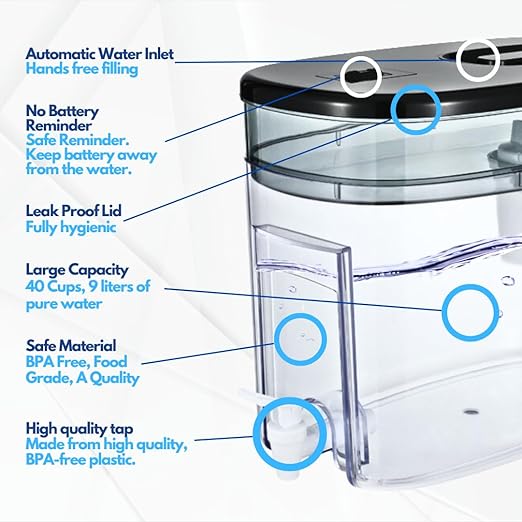 120 Gallon Long Life 40 Cups Water Filter Pitcher 1 Membrane Filter, IAPMO Certified, 5X Times Lifetime, Reduces 99% Lead, Cadmium, Mercury, PFAS, PFOS, Compatible Brita Long Last Pitcher