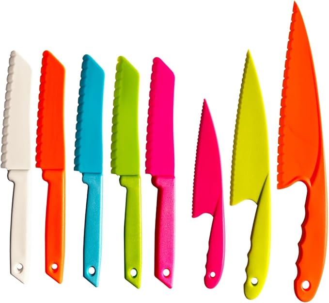 Toddler Knife Set Kids Kitchen Tools Knife Set for Real Cooking Chef Knives for Fruit, Bread, Cake, Salad for Toddler Birthday Gift