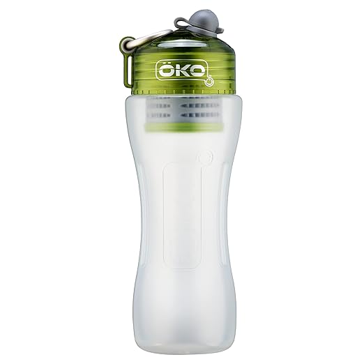 ÖKO - Advanced Water Bottle with Filter Derived from NASA Technology, Filtered Water Bottle for Travel/Outdoors & Home, Water Filter Bottle for Harmful Contaminants (650 ML, Moss)