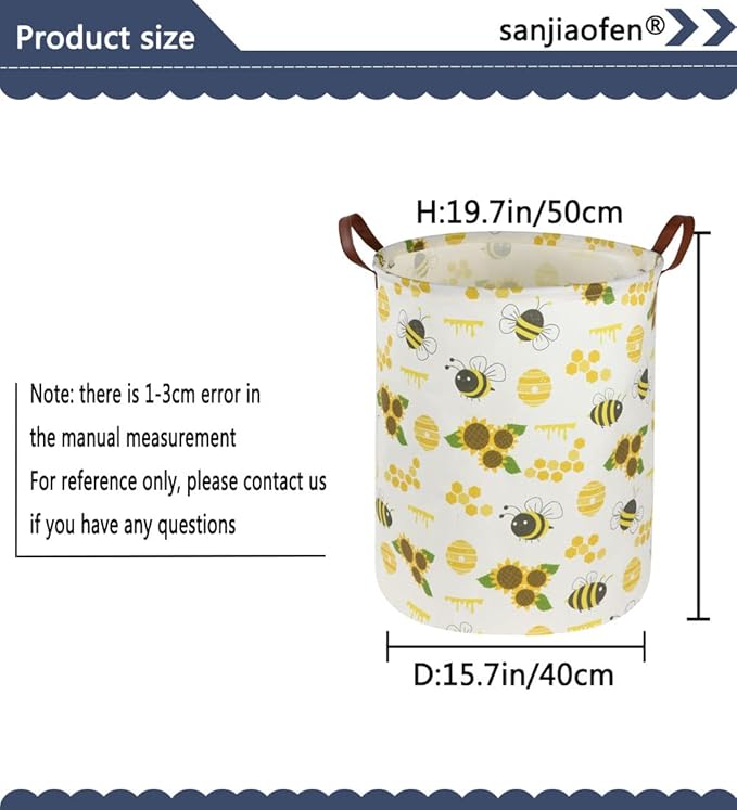 Baby Laundry Hamper,Baby Hamper for Nursery Girls,Sunflower Storage Baskets for Bedroom,Yellow Hamper,Toy Bins,Gift Baskets,Home Decor(Bee) …