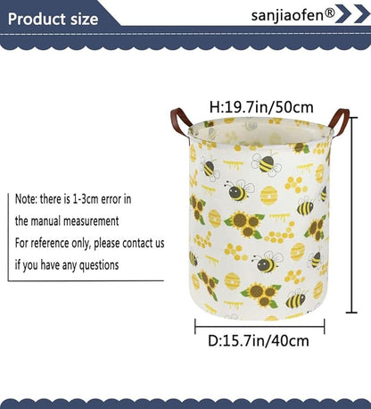 Baby Laundry Hamper,Baby Hamper for Nursery Girls,Sunflower Storage Baskets for Bedroom,Yellow Hamper,Toy Bins,Gift Baskets,Home Decor(Bee) …