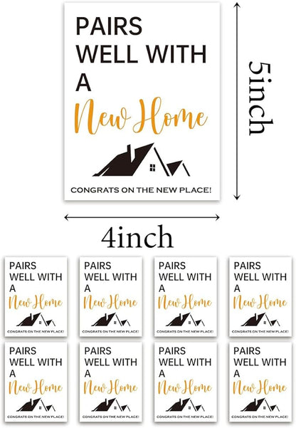 8 Pcs Housewarming New Home Wine Labels Housewarming Gifts New Home Housewarming Party Decorations New Place Gifts Realtor Gifts for Her Him Pairs Well with A New Home Wine Bottle Labels