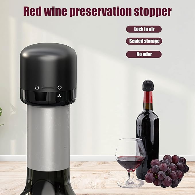 2 Pack Wine Stopper with Rotating Lock, Mini Wine Corks, Sealed Wine Preserver, Reusable Wine Saver. Wine Supplies Gift for Friends, Family & Party.