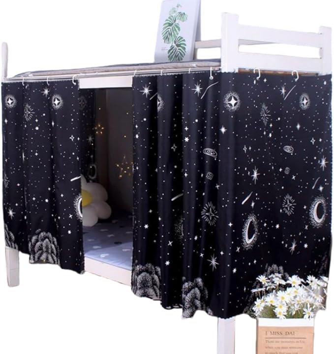 Dorm Bottom Bunk Bed Curtains Privacy Curtains 350g Dustproof Breathable Single Bed Blackout Curtains Panels Privacy Underbed Loft Bed Canopy Tent Curtain Shading Drapes for Dorm College Home 2 panels