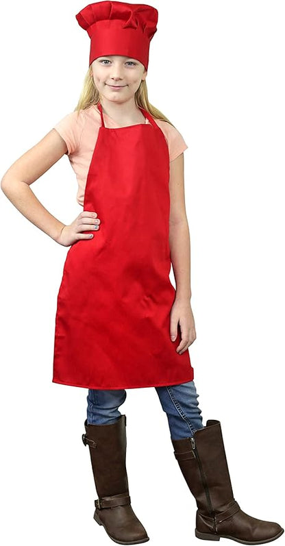 Tessa's Kitchen Club - Chef Hat and Apron Set for Kids, Real Cooking and Baking Wear Kit for Young Chefs in Training