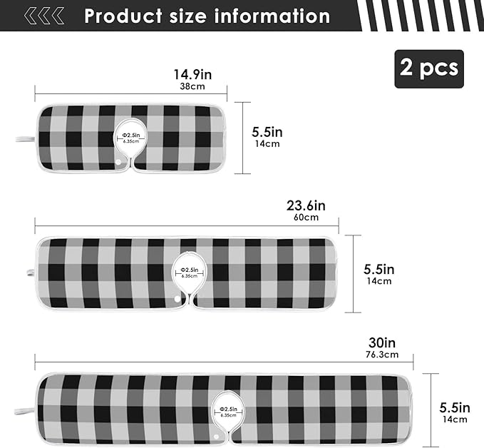 White and Black Buffalo Plaid Faucet Water Catcher Mat 2 Pack Classic Buffalo Check Drying Mat Absorbent Bathroom Faucet Handle Drip Catcher Tray Bar RV Kitchen Sink Splash Guard 23x5 Inches