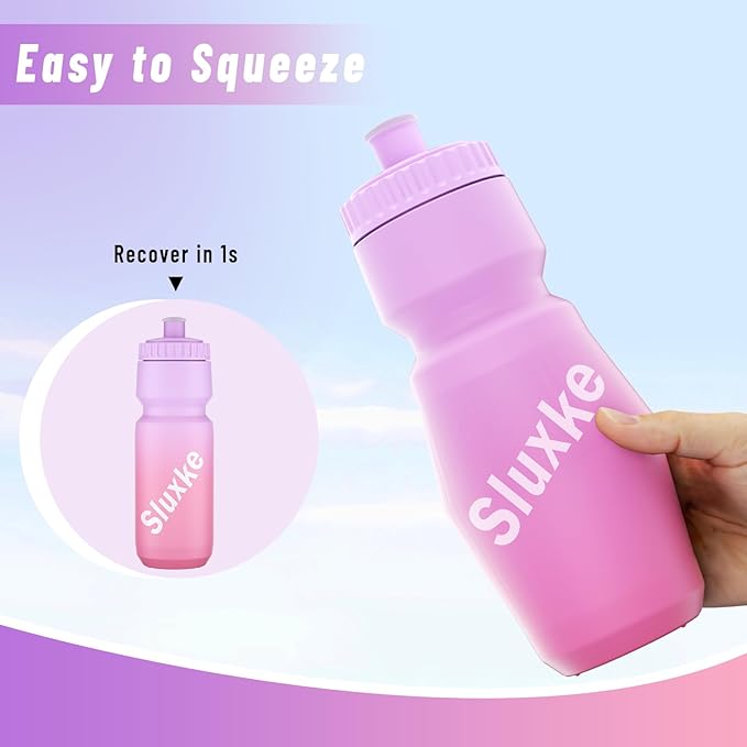 2 Pack Squeeze Water Bottles, 24oz Cycling Water Bottle, 720ml Bike Water Bottles BPA Free for cycling, Running, Hiking etc