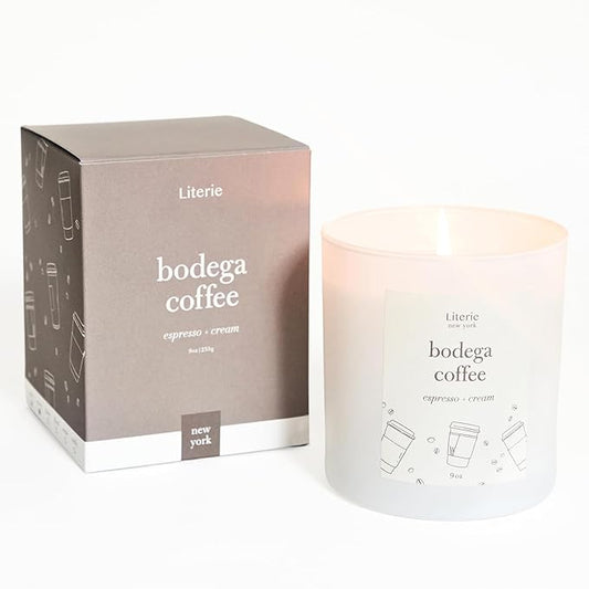 Premium NYC Inspired Scented Candle: Bodega Coffee - Espresso & Cream Scent, 9oz, 50 Hour Burn, Vegan Soy & Coconut Blend Candle for Home Decor, Gift for Women & Men