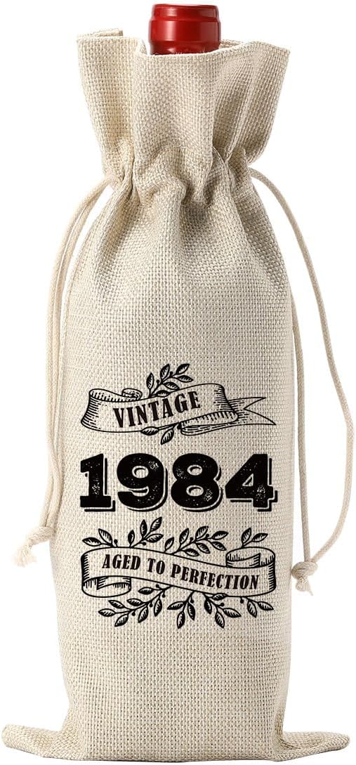 YUANHAO 40th Birthday Wine Bag, 40th Birthday Gifts Women Men, Funny 40 Year Old Birthday Gifts for Her Him, Best Vintage 1984 Year Old Gifts Wine Bag