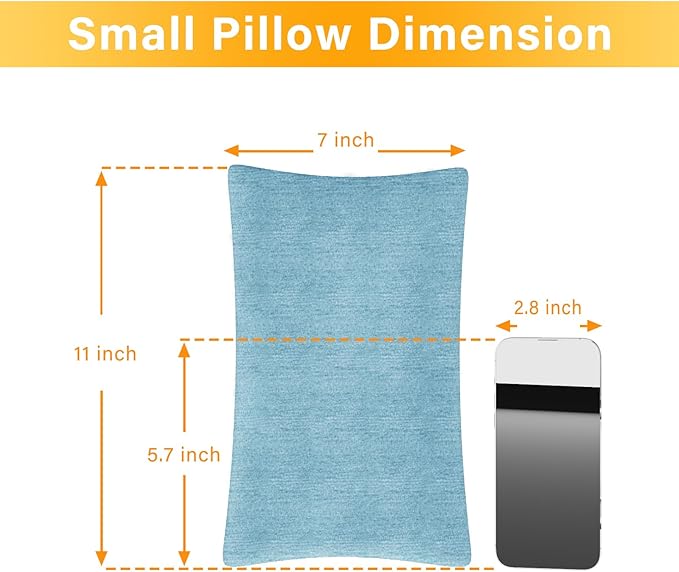 2 Pack Small Pillow, Cooling Memory Foam Mini Pillow 11 X 7 Inches for Sleeping, Travel, Nap and Neck, Knee, Lumbar Support, Tiny Pillow Cushion for Pet, Dogs (Blue)