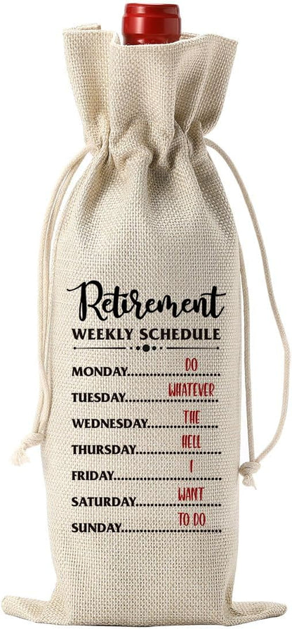 YUANHAO Retirement Wine Bag, Retirement Gifts for Nurse Woman, Retirement Wine Bag 2024, Retirement Weekly Schedule Wine Bag