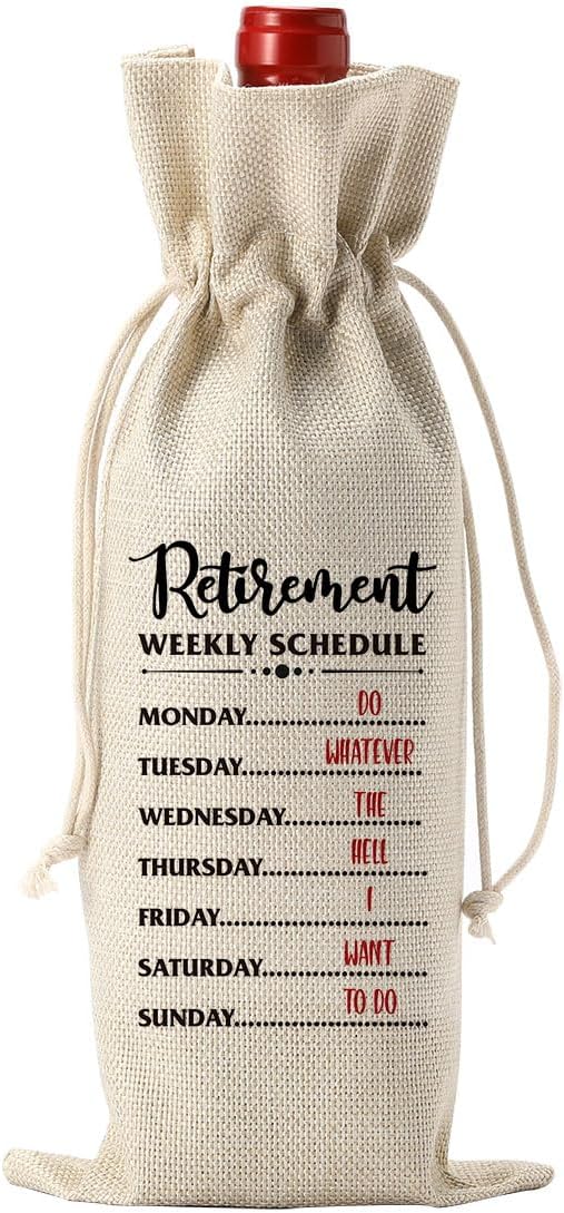 YUANHAO Retirement Wine Bag, Retirement Gifts for Nurse Woman, Retirement Wine Bag 2024, Retirement Weekly Schedule Wine Bag