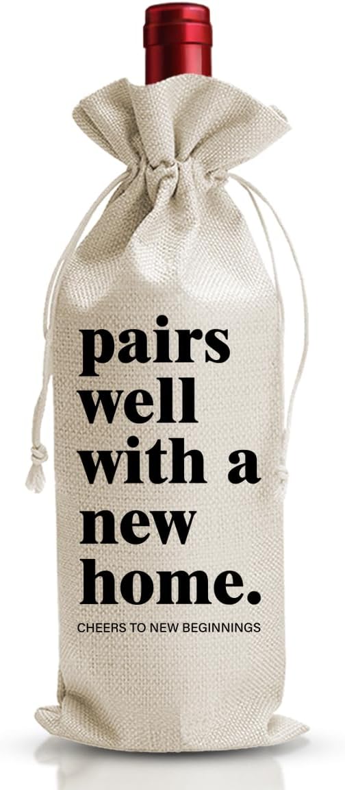 DOI-LANEE Housewarming Wine Bag for Homeowner, New Home Gifts Bag for Women, Welcome To The Neighborhood Gift for Neighbor, New Homeowner Gifts, Pairs Well with A New Home, Realtor Gifts for Women